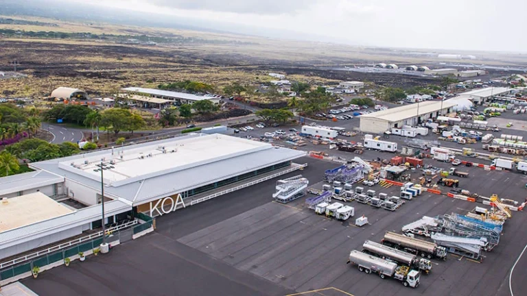 Ellison Onizuka Kona International Airport at Keahole with view to ocean.